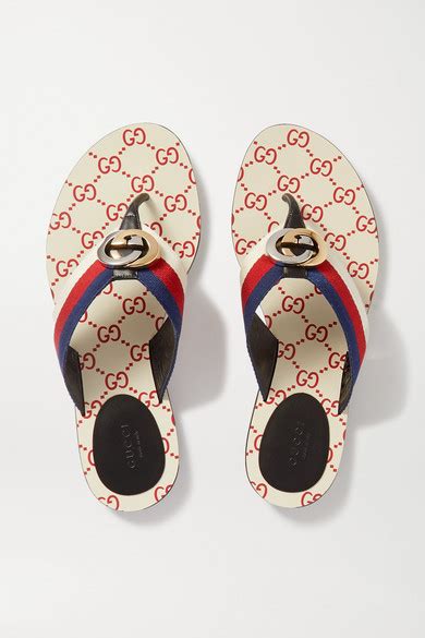 gucci trip logo-embellished striped leather sandals|Gucci slide sandals for women.